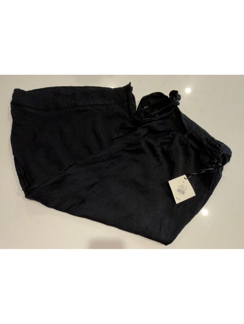 Ava & Viv Black Tie-Front Wide Leg Pull-On Pants Women Size 2X